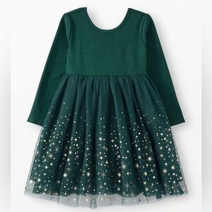 Hanna Andersson Green Shimmer Tulle Dress with Gold Accents - size 4